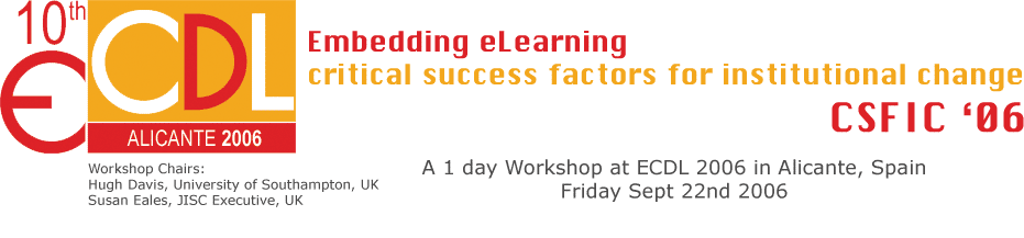 Embedding E-Learning - Critical Success Factors for Institutional Change